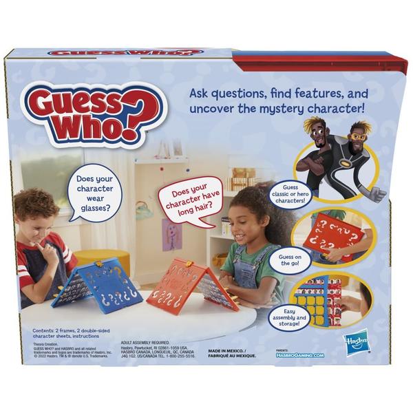 Adivinha quem Jogo de adivinhação original do jogo de tabuleiro, quadro fácil de carregar, folha de caracteres de dupla lateral, 2 jogos de tabuleiro para crianças, jogos de adivinhação para famílias, idades 6 e até - Hasbro Gaming Imagem de Adivinha quem Jogo de adivinhação original do jogo de tabuleiro, quadro fácil de carregar, folha de caracteres de dupla lateral, 2 jogos de tabuleiro para crianças, jogos de adivinhação para famílias, idades 6 e até