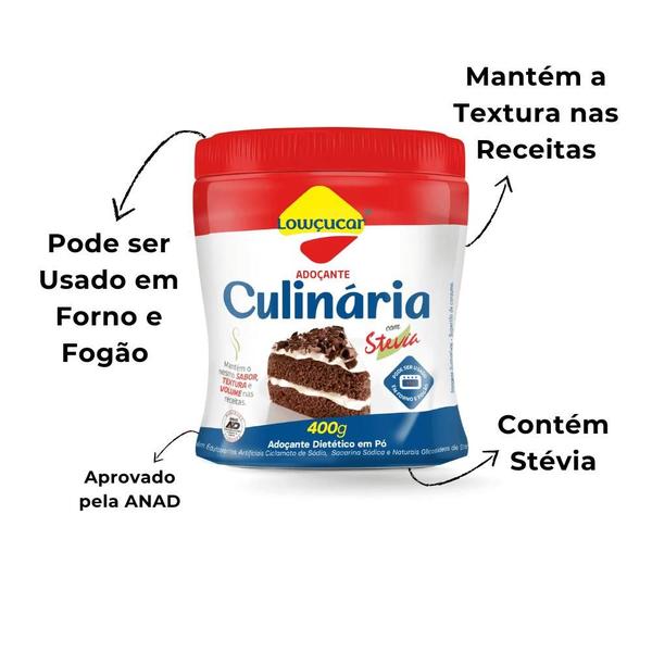 Adoçante Culinária Lowçucar com Stevia 400g Imagem de Adoçante Culinária Lowçucar com Stevia 400g