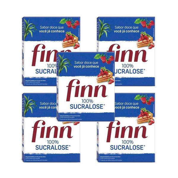 Imagem de Adoçante Finn Pó Sucralose C/50 Envelopes Pequenos Kit 5