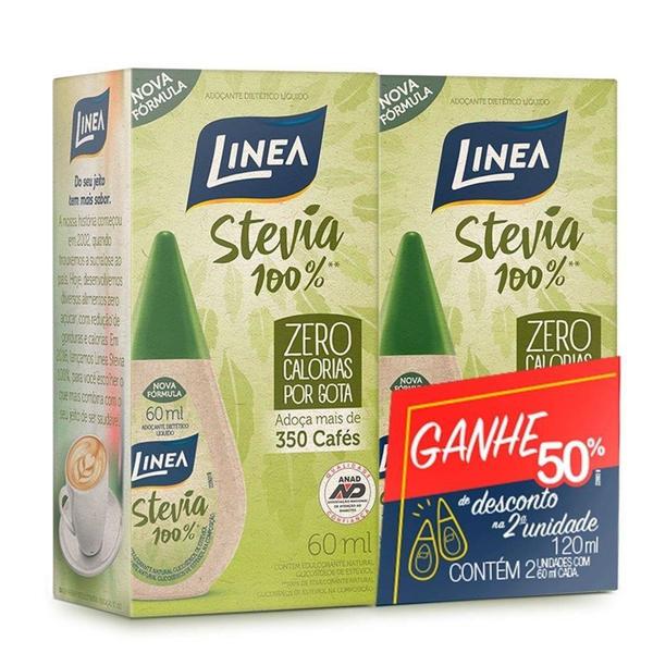 Imagem de Adoçante Linea Stevia Líquido 60ml Embalagem com 2 Unidades