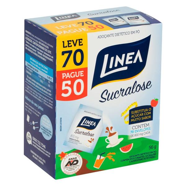 Adoçante Linea Sucralose Pó 56g Leve 70 Pague 50 Unidades - Línea Imagem de Adoçante Linea Sucralose Pó 56g Leve 70 Pague 50 Unidades