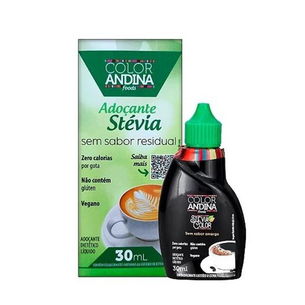 Imagem de Adoçante Líquido Stévia Color Andina 30ml  sem amargor livre de glútem 100% Natural