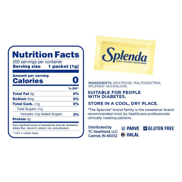 Imagem de Adoçante Splenda sem Calorias, Zero Açúcar e sem Sabor - 200 Pacotes