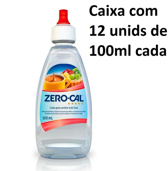 Adoçante Zero Cal Sacarina - Caixa c/12 Frascos de 100ml cada Imagem de Adoçante Zero Cal Sacarina - Caixa c/12 Frascos de 100ml cada