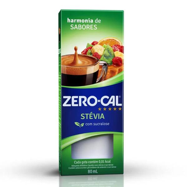 Imagem de Adoçante Zero Cal Stévia Liquido 80Ml Kit 5