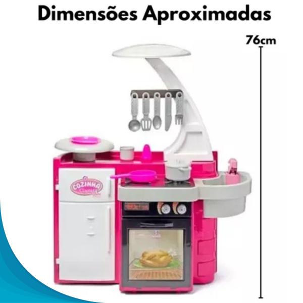 Imagem de Adorável Cozinha Infantil Completa Geladeira Fogão E Pia Que Sai Água Presente De Aniversário Com Garantia