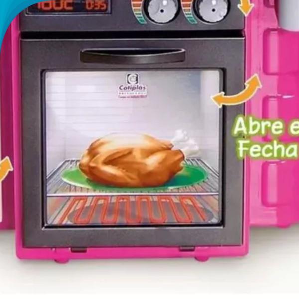 Imagem de Adorável Cozinha Infantil Completa Geladeira Fogão E Pia Que Sai Água Presente Para Filha Com Garantia