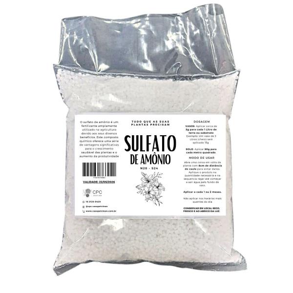 Imagem de Adubo Fertilizante Sulfato de Amônio Branco  N20  S24 - 3 Kg