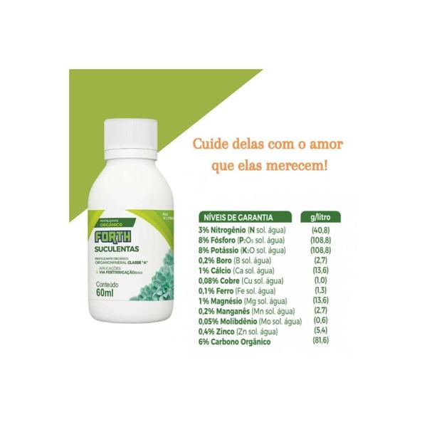 Adubo Orgânico Forth para Suculentas NPK+8 Concentrado 60ml - Forth Jardim Imagem de Adubo Orgânico Forth para Suculentas NPK+8 Concentrado 60ml