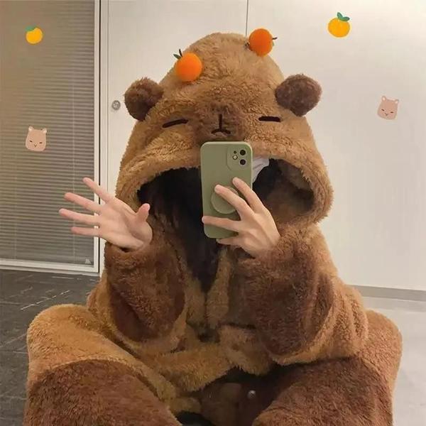 Imagem de Adulto Inverno Capivara Cosplay Kigurumi Unicórnio Macacão Anime Camisola Pijamas De Halloween