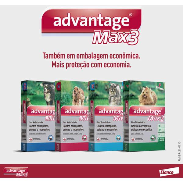 Imagem de Advantage MAX3 1 mL Elanco para Cães de 4 a 10 Kg - 3 Bisnagas