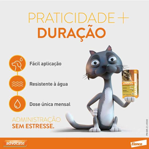 Imagem de Advocate Antipulgas Bayer para Gatos de ate 4 Kg - 0,4 mL - Combo com 3 unidades