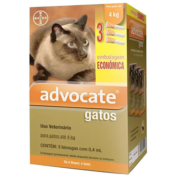 Imagem de Advocate Antipulgas Bayer para Gatos de ate 4 Kg - 0,4 mL