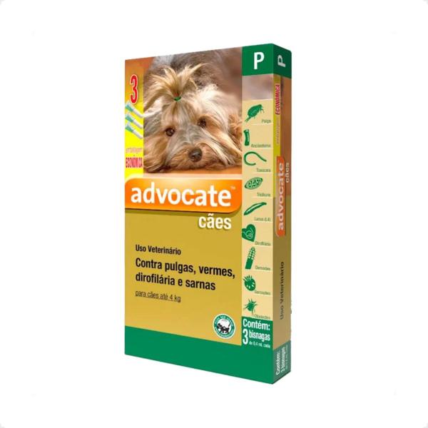 Imagem de Advocate Elanco 0,4 mL para Cães de até 4 Kg - 3 Bisnagas