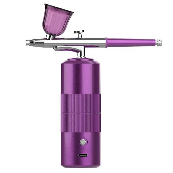 Imagem de Aerógrafo com Bateria Pintura Compressor Pulverizador Roxo