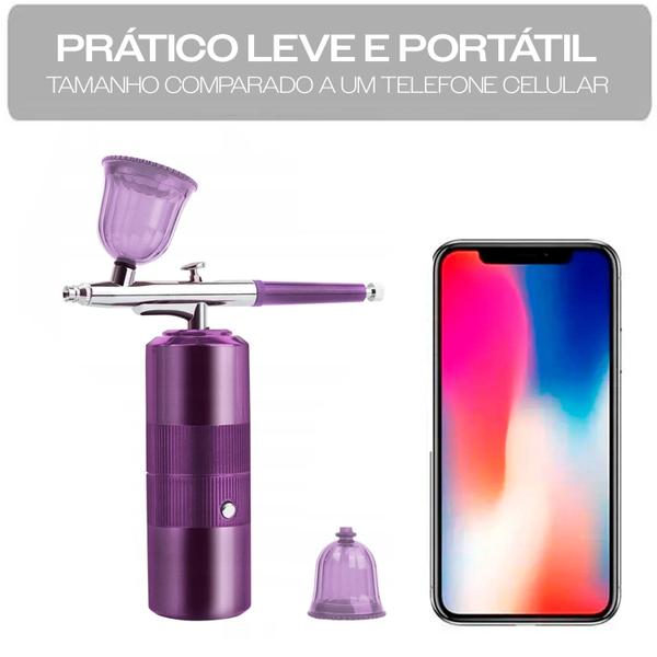 Imagem de Aerógrafo com Bateria Pintura Compressor Pulverizador Roxo