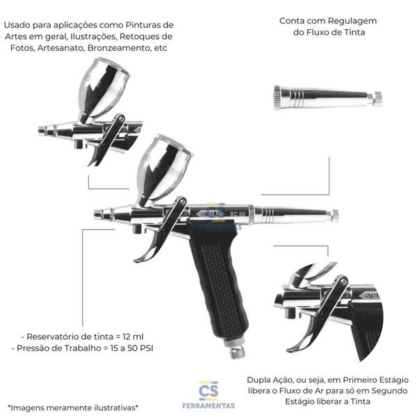 Imagem de Aerografo de pintura caneca superior 12 ml steula bc-66 