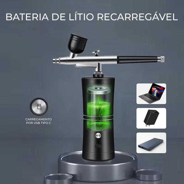 Imagem de Aerógrafo De Pintura Maquiagem Com Compressor Bateria Lítio