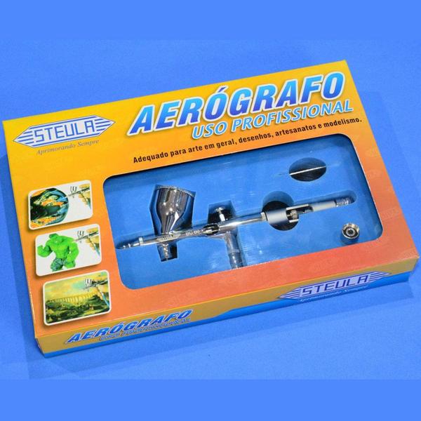 Imagem de Aerógrafo Profissional Dupla Ação com bico 0,3mm e reservatório de 9ml Steula - BC6003 - STEULA