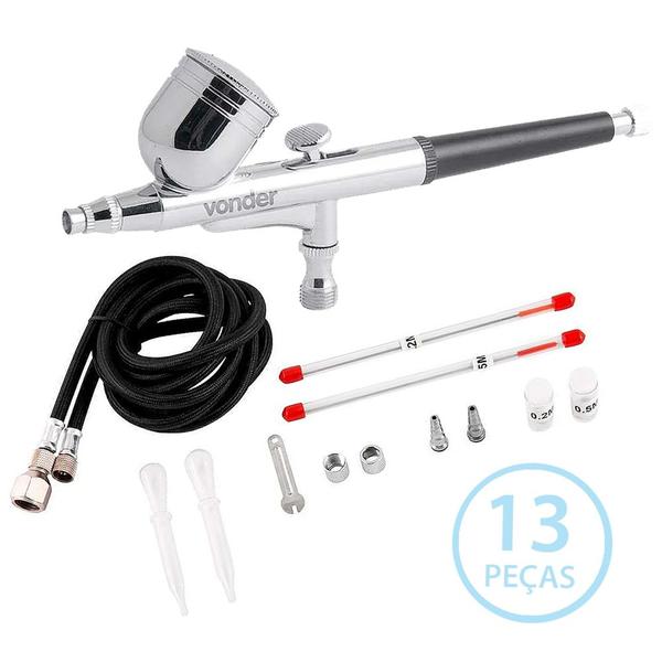 Aerógrafo Profissional Micro Pinturas Retoque Automotivo Com Acessórios Vonder 13 Peças Bico Caneta Imagem de Aerógrafo Profissional Micro Pinturas Retoque Automotivo Com Acessórios Vonder 13 Peças Bico Caneta