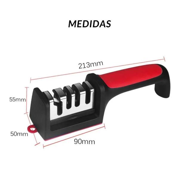 Afiador 3 Opções de Afiar - Uso Profissional - Prático e Eficiente - Afiador de Faca Imagem de Afiador 3 Opções de Afiar - Uso Profissional - Prático e Eficiente