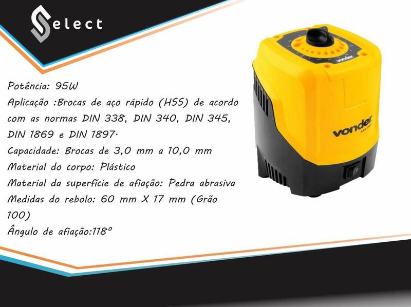 Imagem de Afiador De Brocas Vonder 95W Abv095 220V