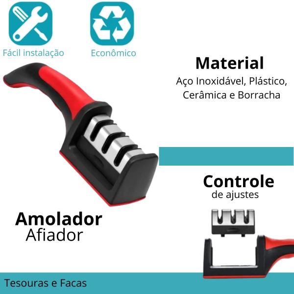 Imagem de Afiador de Facas 3 Em 1 com Alta Eficiência e Desempenho