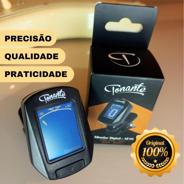 Afinador Cromático Digital Violão Guitarra Baixo Ukulele Preto - Tonante Imagem de Afinador Cromático Digital Violão Guitarra Baixo Ukulele Preto
