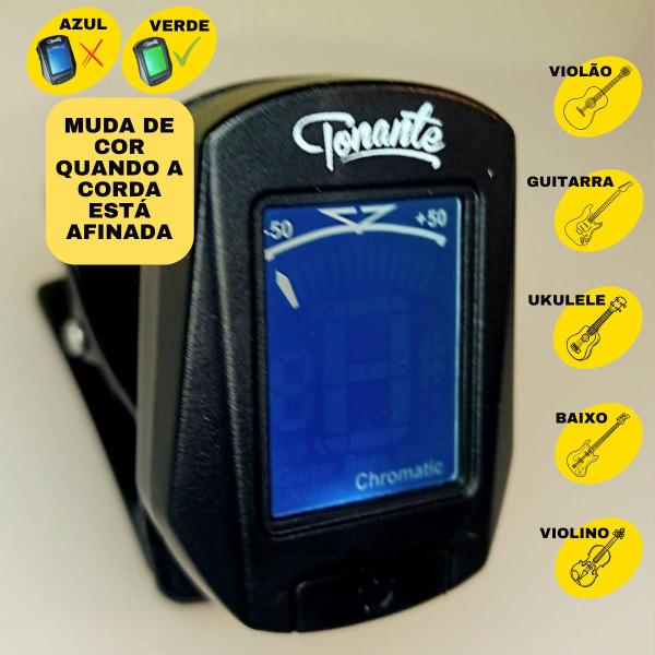 Afinador Cromático Digital Violão Guitarra Baixo Ukulele Preto - Tonante Imagem de Afinador Cromático Digital Violão Guitarra Baixo Ukulele Preto