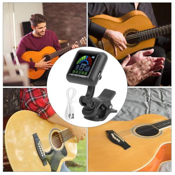 Imagem de Afinador de Guitarra, Violino e Ukulele Aroma AT-102 - Clip-on, Recarregável via USB