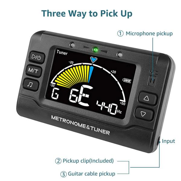 Imagem de Afinador de metrônomo Wegrower recarregável 3 em 1 para todos os instrumentos