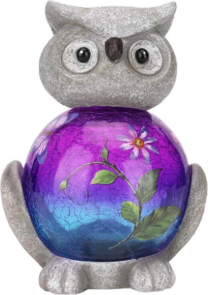 Afirst Estátuas de jardim solar coruja com globo com luz led Imagem de Afirst Estátuas de jardim solar coruja com globo com luz led