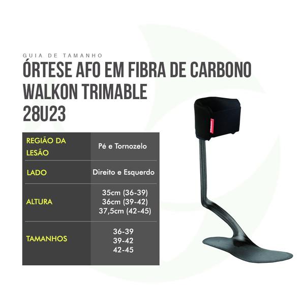 Imagem de Afo Fibra De Carbono Walkon Trimable Preto 36-39 Esquerdo 28U23 - Ottobock