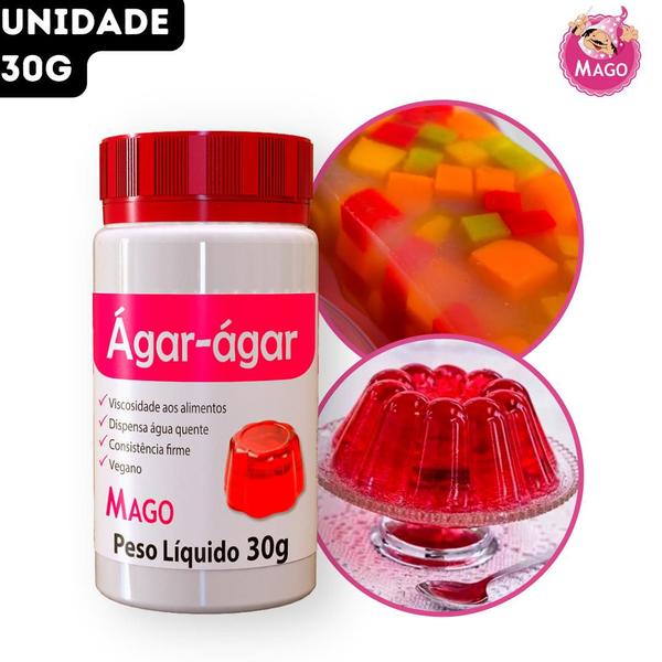 Imagem de Ágar Ágar Goma Gelatina Vegetal de Algas Mago - 30g - Unidade