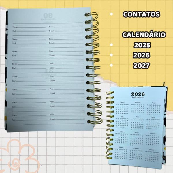 Imagem de Agenda 2025 Capa Dura Estilo Floral Feminina Anotações Organizador de Horarios Diária