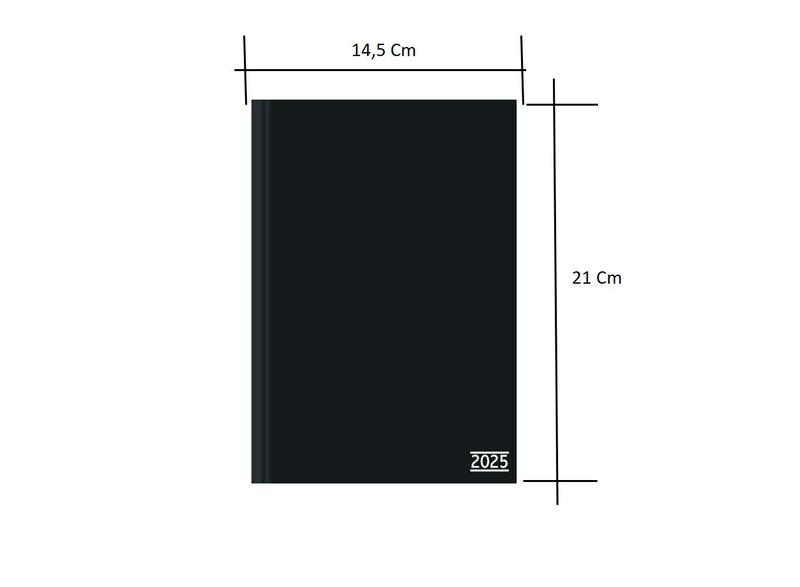 Imagem de Agenda 2025 Costurada 160 folhas Capa Dura Preta Em Percalux 