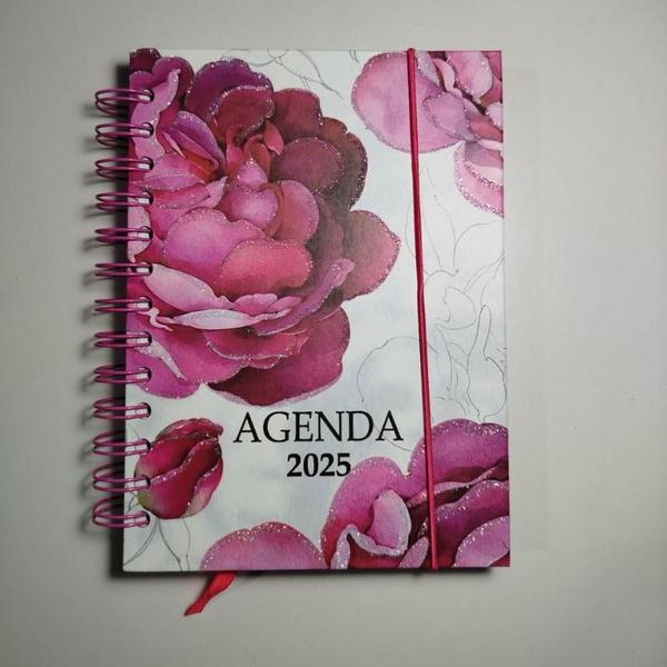 Imagem de Agenda 2025 Flores com detalhes de Glitter e Elástico 06 modelos (13,00 x 18,00 cm)