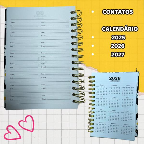 Imagem de Agenda 2025 Planejador Pessoal Capa Dura Arame Espiral Duplo Organização Anotações Diaria Anual