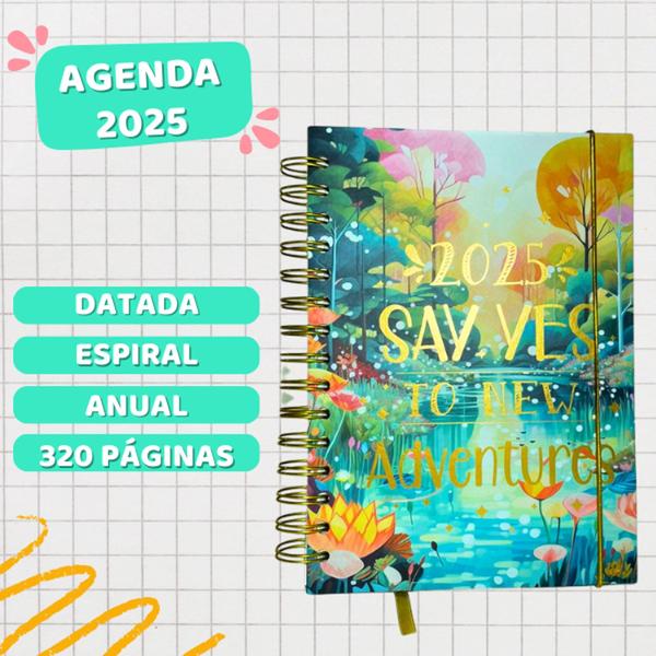 Imagem de Agenda 2025 Planejador Pessoal Capa Dura Arame Espiral Duplo Organização Anotações Diaria Anual