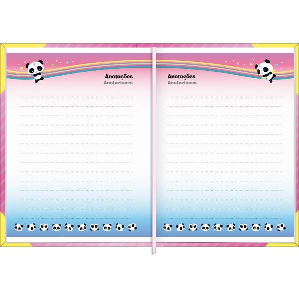 Imagem de Agenda Costurada Mini 7,8 x 10,8 cm Lovely Friend 2025 - Fundo Rosa - Máquina De Pandas