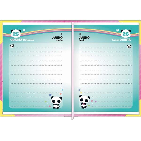 Imagem de Agenda Costurada Mini 7,8 x 10,8 cm Lovely Friend 2025 - Fundo Rosa - Máquina De Pandas