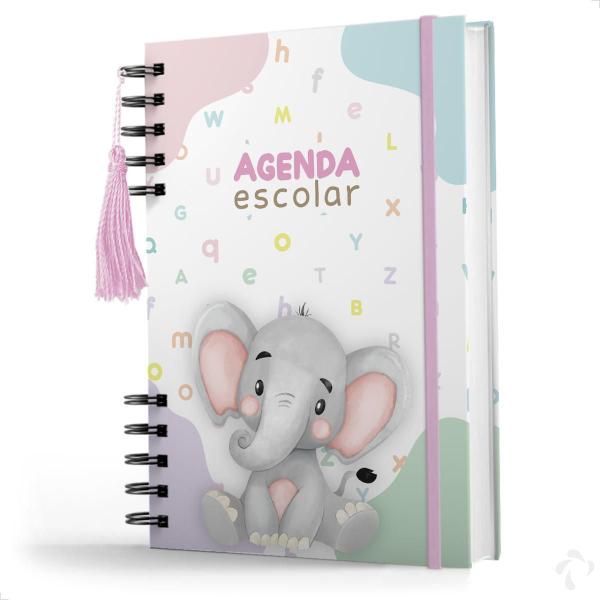 Imagem de Agenda Creche Infantil Capa Dura Rotina Menina Elefante