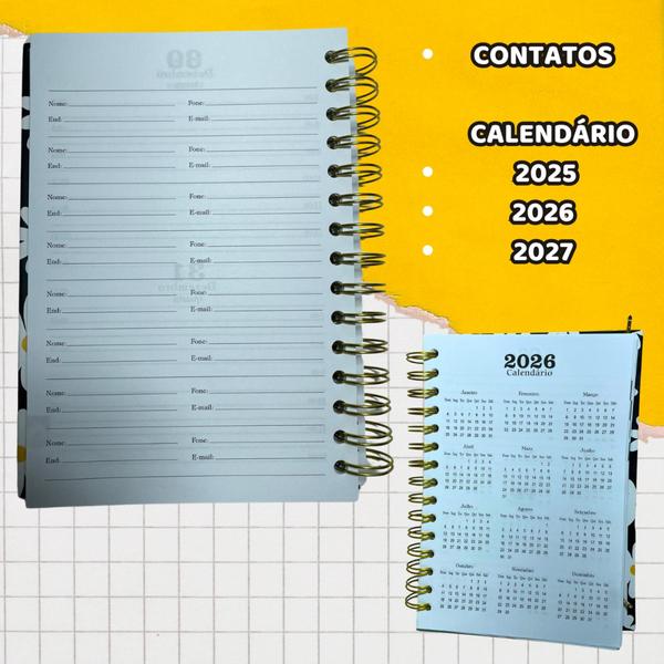 Imagem de Agenda Diária 2025 Capa Dura Arame Espiral Duplo Organização Anotações Planejador Pessoal