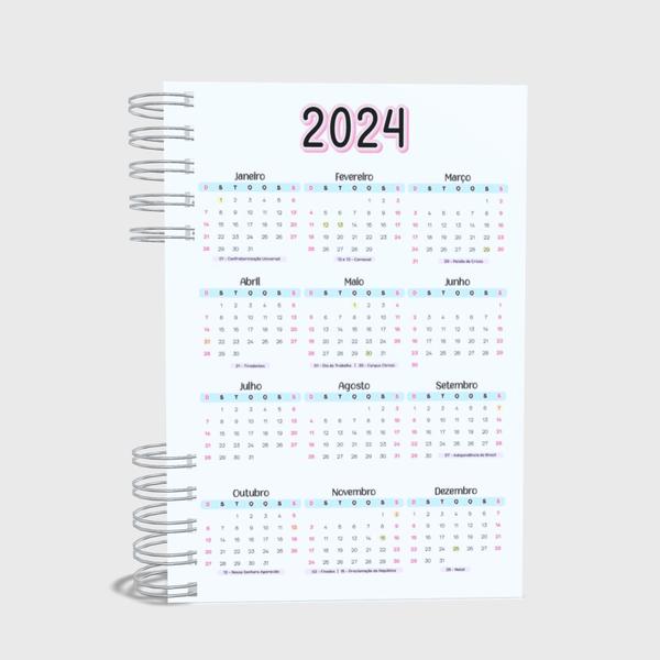 Imagem de Agenda Escolar Capa Dura 2024 A5 Menina 001 com Elástico, Tassel e Bolso