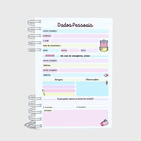 Imagem de Agenda Escolar Capa Dura 2024 A5 Menina 002 com Elástico, Tassel e Bolso