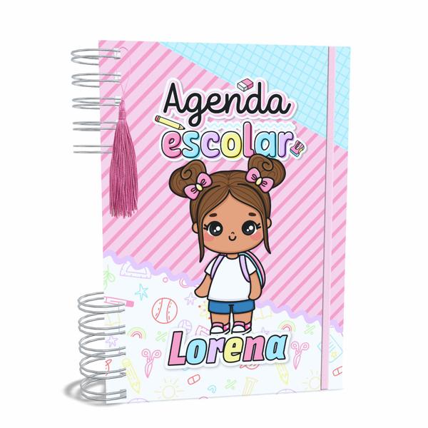 Imagem de Agenda Escolar Capa Dura 2024 A5 Menina 009 com Elástico, Tassel e Bolso