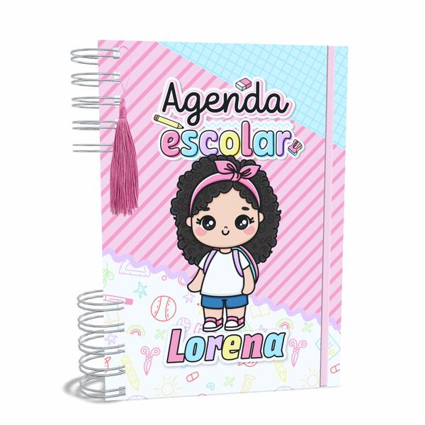 Imagem de Agenda Escolar Capa Dura 2024 A5 Menina 010 com Elástico, Tassel e Bolso