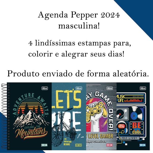 Imagem de Agenda Espiral Diária Pepper Masculina M4 2024 Tilibra