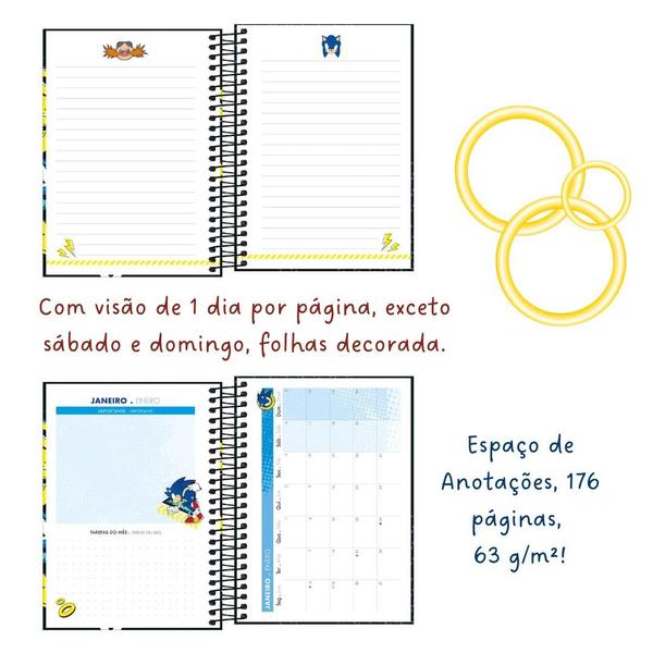 Imagem de Agenda Espiral Sonic Diária Escolar Infantil Tilibra