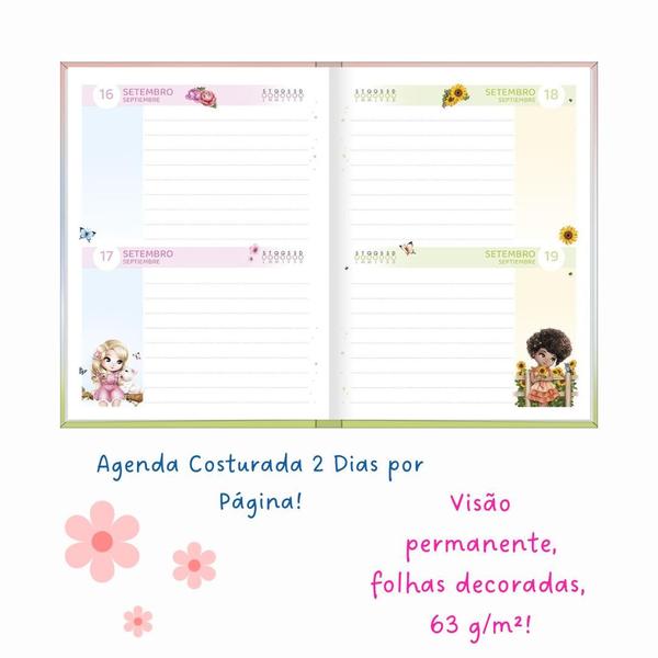 Imagem de Agenda Jolie Escolar Infantil Permanente Costurada Tilibra